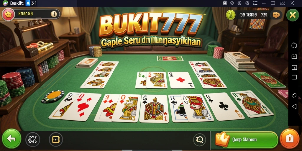 Screenshot BUKIT777 menampilkan keseruan permainan Gaple yang interaktif.