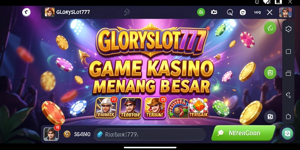 Screenshot utama GLORYSLOT777 menampilkan gameplay yang seru dan menarik di kasino.