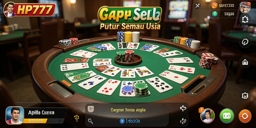 Tampilan gameplay seru dalam HP777, game Gaple yang menarik.