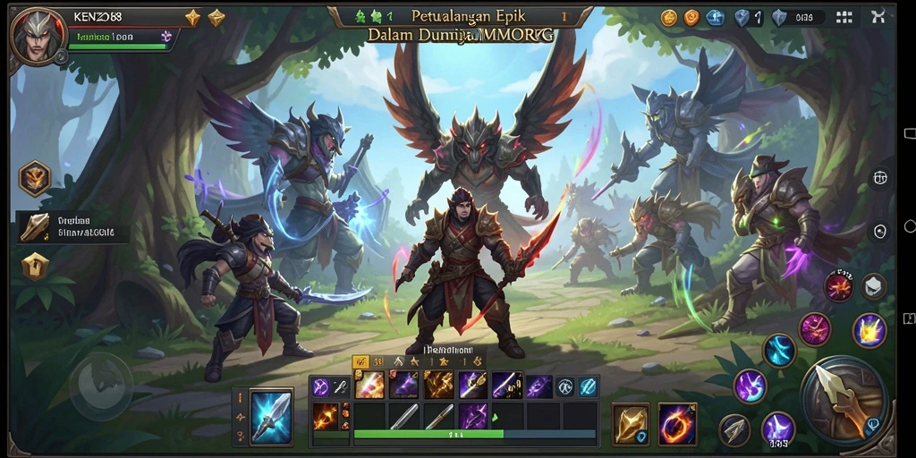 Screenshot gameplay KENZO188 menampilkan aksi petualangan MMORPG yang seru.