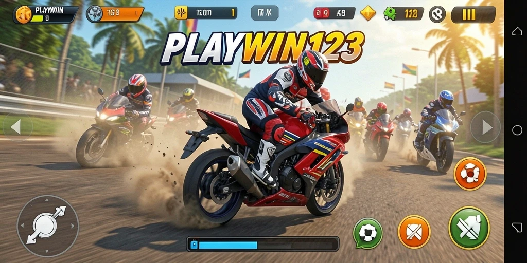 Tangkapan layar gameplay seru dari balapan sepeda motor.