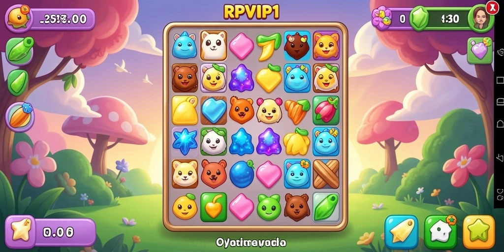 Tampilan gameplay RPVIP1 dengan objek Match-3 yang mengasyikkan.