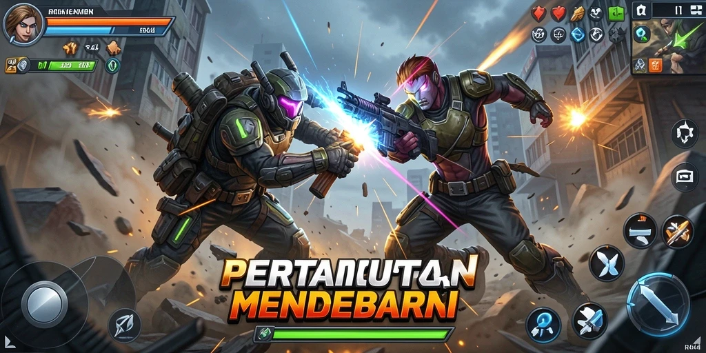 Screenshot RR44 menunjukkan aksi seru dan pertarungan intens dalam gameplay.