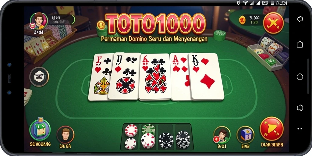 Tampilan screenshot TOTO1000 menunjukkan permainan Domino yang seru.