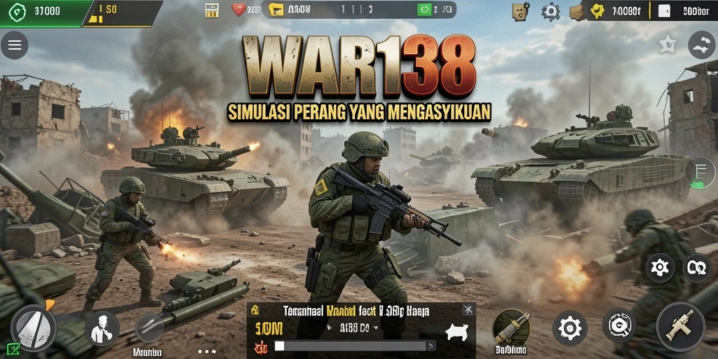 Screenshot gameplay WAR138 menampilkan strategi pertempuran yang intens.