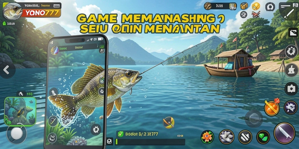 Tampilan gameplay YONO777 yang menarik saat memancing di laut.